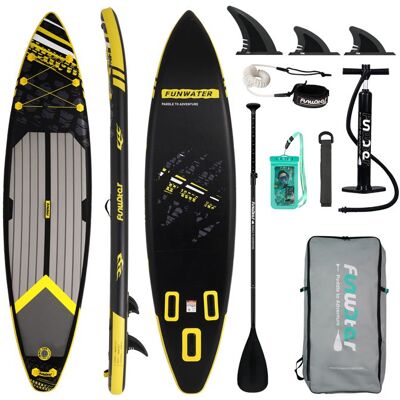 Funwater-Planche à pagaie gonflable 350x84x15cm SUP ultra-léger avec accessoires ISettes pour sports nautiques Noir - Publicité Funwater-Planche à pagaie gonflable 350x84x15cm SUP ultra-léger avec accessoires ISettes pour sports nautiques Noir - Publicité