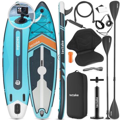 Planche de stand-up paddle - TECTAKE - SUP gonflable CHRONOS gonflable avec support pour appareil photo - Turquoise/orange Bleu - Publicité Planche de stand-up paddle - TECTAKE - SUP gonflable CHRONOS gonflable avec support pour appareil photo - Turquoise/orange Bleu - Publicité