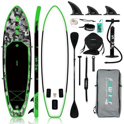 Funwater-Planche à pagaie gonflable avec accessoire charge maximale 330 livres-SUPFW10A Vert - Publicité Funwater-Planche à pagaie gonflable avec accessoire charge maximale 330 livres-SUPFW10A Vert - Publicité