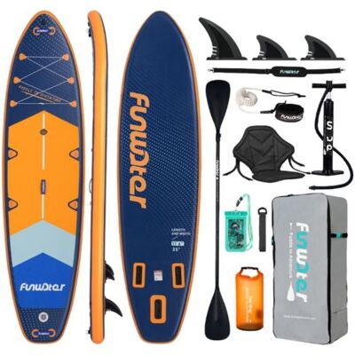 FunWater-Planche de Paddle Gonflable Antidérapante Sports Aquatiques SUP ultra-léger EVA antidérapant 350×90×15CM Bleu - Publicité FunWater-Planche de Paddle Gonflable Antidérapante Sports Aquatiques SUP ultra-léger EVA antidérapant 350×90×15CM Bleu - Publicité