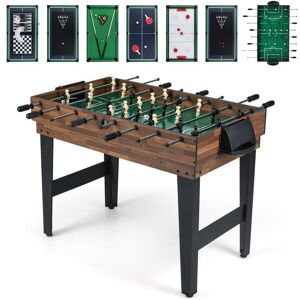 Table Multi-jeux 10 en 1 Empilable COSTWAY-HockeyBillardBaby-FootBowlingÉchecs-127x102x82cm-en Bois-Accessoires Complets-6+ Ans Marron - Publicité Table Multi-jeux 10 en 1 Empilable COSTWAY-HockeyBillardBaby-FootBowlingÉchecs-127x102x82cm-en Bois-Accessoires Complets-6+ Ans Marron - Publicité