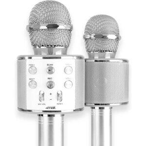 Microphone 5 en 1 sans Fil Karaoké pour Enfant Fille Ou Garçon. Micro Bluetooth Connecté avec Haut Parleur 360° Jouet Idée Cadeau Gris - Publicité Microphone 5 en 1 sans Fil Karaoké pour Enfant Fille Ou Garçon. Micro Bluetooth Connecté avec Haut Parleur 360° Jouet Idée Cadeau Gris - Publicité