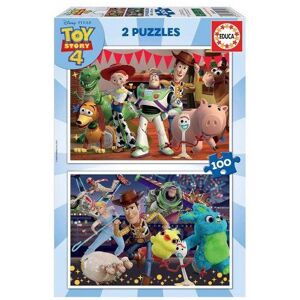 EDUCA Toy Story 4 - Pack Puzzles Woody Buzz lEclair et amis 2 x 100 pieces - Disney Pixar - Set puzzle enfant + carte Bleu - Publicité EDUCA Toy Story 4 - Pack Puzzles Woody Buzz lEclair et amis 2 x 100 pieces - Disney Pixar - Set puzzle enfant + carte Bleu - Publicité