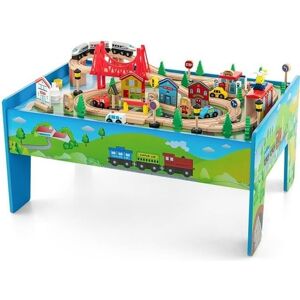 DREAMADE 80 PCS Table Circuit de Train en Bois Table dActivité pour Train avec Plateau Réversible Tiroir de Rangement 3+ Ans Bleu - Publicité DREAMADE 80 PCS Table Circuit de Train en Bois Table dActivité pour Train avec Plateau Réversible Tiroir de Rangement 3+ Ans Bleu - Publicité
