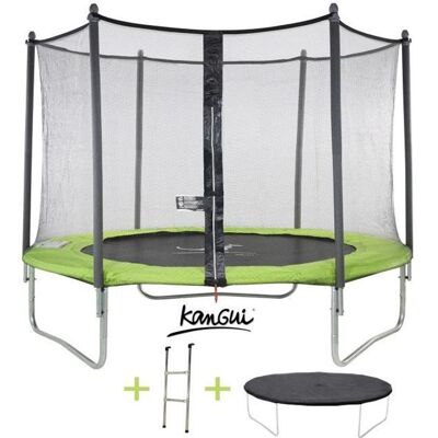 Trampoline KANGUI - TWIN Ø 300‑305 cm – Enfant – Rebond Optimal – Échelle & Bâche – Certification CE & NF EN 71-14 Vert - Publicité Trampoline KANGUI - TWIN Ø 300‑305 cm – Enfant – Rebond Optimal – Échelle & Bâche – Certification CE & NF EN 71-14 Vert - Publicité