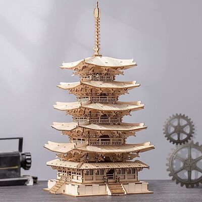 Puzzle 3D en bois pagode à cinq étages - ROBOTIME kits dartisanat pour adultes - Kit de construction de maquettes - Publicité Puzzle 3D en bois pagode à cinq étages - ROBOTIME kits dartisanat pour adultes - Kit de construction de maquettes - Publicité