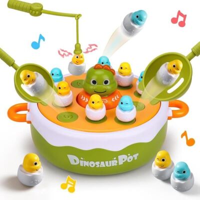 4 en 1 Jeu de société pop-up dinosaures pour enfants jeu de pêche magnétique plateau tournant musical jeu de quilles Tic-Tac-Toe - Publicité 4 en 1 Jeu de société pop-up dinosaures pour enfants jeu de pêche magnétique plateau tournant musical jeu de quilles Tic-Tac-Toe - Publicité