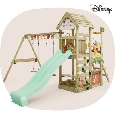 Aire de jeux WICKEY Disney Adventure Le Roi Lion – toboggan 220 cm double balançoire & mur d’escalade – garantie 10 ans* - Publicité Aire de jeux WICKEY Disney Adventure Le Roi Lion – toboggan 220 cm double balançoire & mur d’escalade – garantie 10 ans* - Publicité