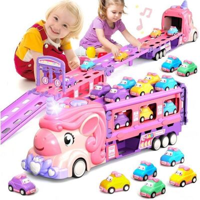 Jouet de Camion pour Enfant Transport Voitur Licorne Jeux 3 4 5 6 Ans Filles Camion Jouet avec Sons et Lumières Cadeau de Noël Rose - Publicité Jouet de Camion pour Enfant Transport Voitur Licorne Jeux 3 4 5 6 Ans Filles Camion Jouet avec Sons et Lumières Cadeau de Noël Rose - Publicité