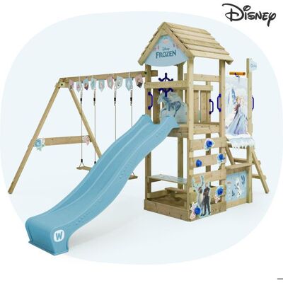Aire de jeux WICKEY Disney Adventure La Reine des Neiges – toboggan 220 cm double balançoire & mur d’escalade – garantie 10 ans* Bleu - Publicité Aire de jeux WICKEY Disney Adventure La Reine des Neiges – toboggan 220 cm double balançoire & mur d’escalade – garantie 10 ans* Bleu - Publicité