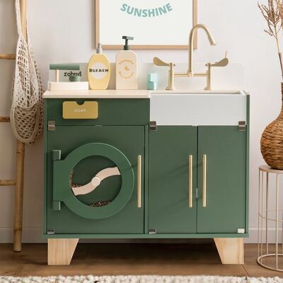 Les enfants jouent ensemble de cuisine - ROBOTIME ROBUD Lave-linge multifonction vintage en bois - Publicité Les enfants jouent ensemble de cuisine - ROBOTIME ROBUD Lave-linge multifonction vintage en bois - Publicité
