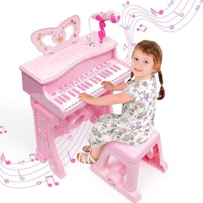 NUKIED Piano pour Enfants Piano pour Enfants Rosa 37 Touches Électronique avec Microphone et Lumières Rose - Publicité NUKIED Piano pour Enfants Piano pour Enfants Rosa 37 Touches Électronique avec Microphone et Lumières Rose - Publicité