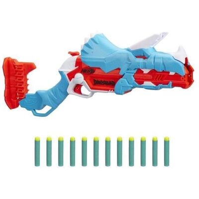NERF - DinoSquad - Blaster Tricera-blast - 3 fléchettes - 12 fléchettes NERF - apparence de triceratops Bleu - Publicité NERF - DinoSquad - Blaster Tricera-blast - 3 fléchettes - 12 fléchettes NERF - apparence de triceratops Bleu - Publicité