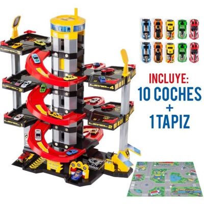 Garage à jouets 6 étages MOLTO avec 10 voitures et tapis de jeu Noir - Publicité Garage à jouets 6 étages MOLTO avec 10 voitures et tapis de jeu Noir - Publicité