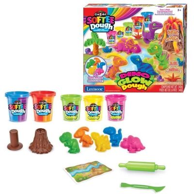 LEXIBOOK CRAZART - Kit de dinosaures en pâte à modeler malléable et fluorescente - Bleu Violet Rouge Orange Vert Jaune Rose - Publicité LEXIBOOK CRAZART - Kit de dinosaures en pâte à modeler malléable et fluorescente - Bleu Violet Rouge Orange Vert Jaune Rose - Publicité