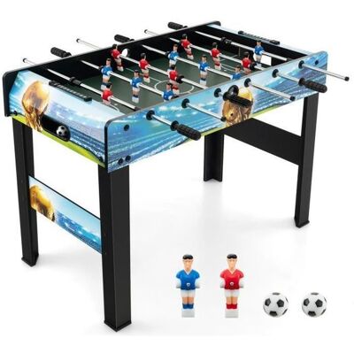 COSTWAY Table de Baby-Foot 94cm 4 AdultesEnfants-2 Marqueurs 10 Points-14 Joueurs Colorés-2 Ballons-4 Pieds Amovibles-en Bois Bleu - Publicité COSTWAY Table de Baby-Foot 94cm 4 AdultesEnfants-2 Marqueurs 10 Points-14 Joueurs Colorés-2 Ballons-4 Pieds Amovibles-en Bois Bleu - Publicité