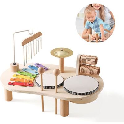 NEW Tambour Jouet Bebe 7 en 1 Instrument de Musique Bebe Jouets De Percussion MontessoriXylophone Bebe pour Garçons Et Fille Marron - Publicité NEW Tambour Jouet Bebe 7 en 1 Instrument de Musique Bebe Jouets De Percussion MontessoriXylophone Bebe pour Garçons Et Fille Marron - Publicité