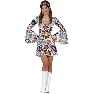 Déguisement disco des années 70 à fleurs bleues - Costumes - Publicité Déguisement disco des années 70 à fleurs bleues - Costumes - Publicité
