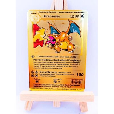 Carte Pokémon - Dracaufeu Niveau 2 - Version Frnçaise - Carte métallique or - Publicité Carte Pokémon - Dracaufeu Niveau 2 - Version Frnçaise - Carte métallique or - Publicité
