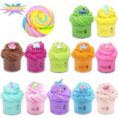 ZULBCEO Lot de 12 mini slimes parfumés au beurre pour enfants jouets anti-stress doux et extensibles - Publicité ZULBCEO Lot de 12 mini slimes parfumés au beurre pour enfants jouets anti-stress doux et extensibles - Publicité