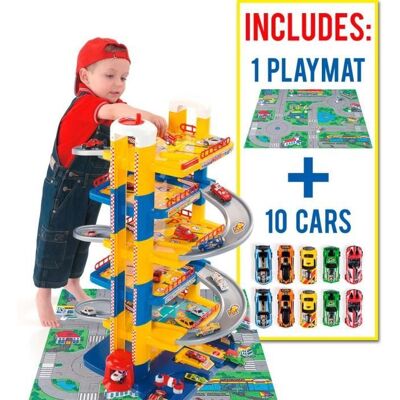 Garage 6 étages MOLTO - Modèle Molto - 10 voitures - Tapis de jeu - Bleu/Jaune - Enfant - Mixte Bleu - Publicité Garage 6 étages MOLTO - Modèle Molto - 10 voitures - Tapis de jeu - Bleu/Jaune - Enfant - Mixte Bleu - Publicité
