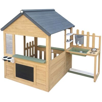 Maisonnette pour enfant - AXI - Lizz - Cuisine intégrée - Bois massif FSC - Pour jardin 3 enfants Gris - Publicité Maisonnette pour enfant - AXI - Lizz - Cuisine intégrée - Bois massif FSC - Pour jardin 3 enfants Gris - Publicité