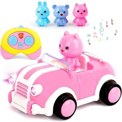 LANGTU Jouet Cadeaux pour Filles 2 3 4 5 Ans Voiture Télécommandée avec Lumières et Musique Rose - Publicité LANGTU Jouet Cadeaux pour Filles 2 3 4 5 Ans Voiture Télécommandée avec Lumières et Musique Rose - Publicité