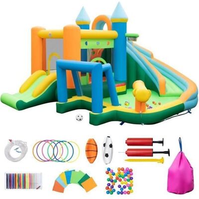Château Gonflable avec 2 Toboggans pour Enfants 3-10 ans - COSTWAY - Parc Aquatique avec 50 Ballons Océaniques - Publicité Château Gonflable avec 2 Toboggans pour Enfants 3-10 ans - COSTWAY - Parc Aquatique avec 50 Ballons Océaniques - Publicité