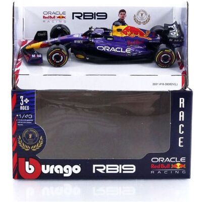 Véhicule miniature de collection - BBURAGO - RED BULL RB19 - World Champion Las Vegas GP 2023 (M. Verst) - Échelle 1/43 - Rouge Rouge - Publicité Véhicule miniature de collection - BBURAGO - RED BULL RB19 - World Champion Las Vegas GP 2023 (M. Verst) - Échelle 1/43 - Rouge Rouge - Publicité