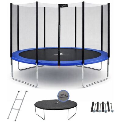 Trampoline rond bleu Kangui Ø430cm avec filet, échelle, bâche et kit ancrage - Publicité Trampoline rond bleu Kangui Ø430cm avec filet, échelle, bâche et kit ancrage - Publicité
