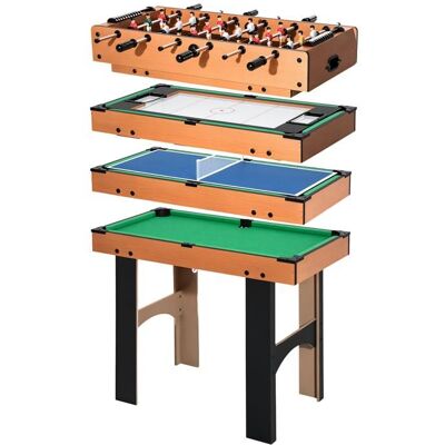 Table multi jeux HOMCOM 4 en 1 babyfoot billard air hockey ping-pong avec accessoires en bois 92L x 78l x 80H cm Beige - Publicité Table multi jeux HOMCOM 4 en 1 babyfoot billard air hockey ping-pong avec accessoires en bois 92L x 78l x 80H cm Beige - Publicité