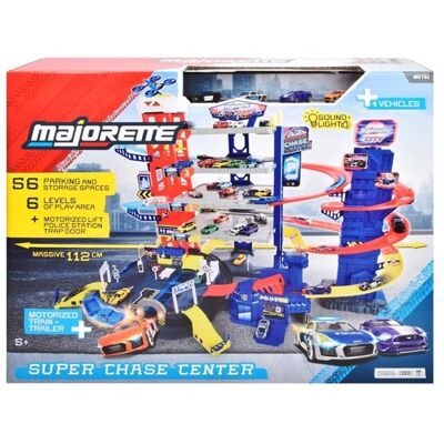 Garage multi-niveaux - MAJORETTE - 8502009000 - 6 niveaux - 56 places - Ascenseur motorisé - Publicité Garage multi-niveaux - MAJORETTE - 8502009000 - 6 niveaux - 56 places - Ascenseur motorisé - Publicité