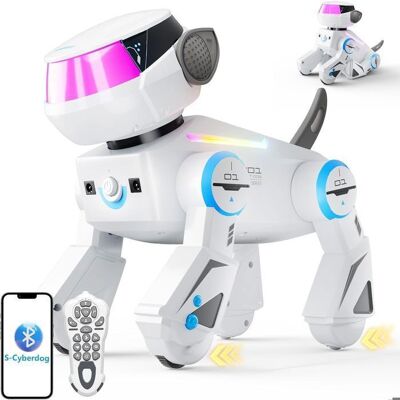 VATOS Chien Robot Télécommandé Enfant Programmable Bluetooth LED Danse et Musique Rechargeable USB Jouet dès 3 Ans Blanc - Publicité VATOS Chien Robot Télécommandé Enfant Programmable Bluetooth LED Danse et Musique Rechargeable USB Jouet dès 3 Ans Blanc - Publicité