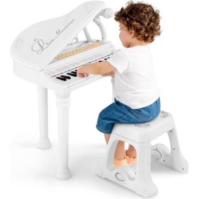 DREAMADE Piano Enfant 31 Touches Jouet Piano Numérique avec Tabouret Microphone Lumière LED 22 Chansons de Démonstration Blanc Blanc - Publicité DREAMADE Piano Enfant 31 Touches Jouet Piano Numérique avec Tabouret Microphone Lumière LED 22 Chansons de Démonstration Blanc Blanc - Publicité