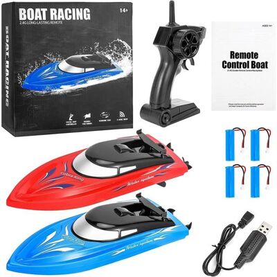 Bateau radiocommandé - LUNSY - Lot de 2 bateaux - Vitesse 16 km/h - Portée 40-50 m - Télécommande 24 GHz Bleu - Publicité Bateau radiocommandé - LUNSY - Lot de 2 bateaux - Vitesse 16 km/h - Portée 40-50 m - Télécommande 24 GHz Bleu - Publicité