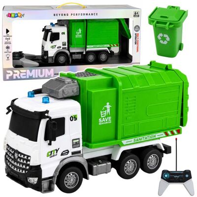 LEAN TOYS Véhicule municipal camion poubelle télécommandé RC conteneur poubelle lumières 1:14 Vert - Publicité LEAN TOYS Véhicule municipal camion poubelle télécommandé RC conteneur poubelle lumières 1:14 Vert - Publicité