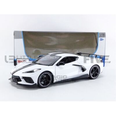 MAISTO - Corvette Stingray 2020 - Blanc - 1/18 - voiture moulée métal - Publicité MAISTO - Corvette Stingray 2020 - Blanc - 1/18 - voiture moulée métal - Publicité