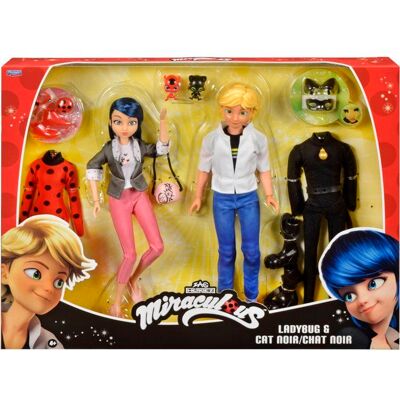 Pack 2 figurines - BANDAI - Miraculous - Marinette et Adrien avec 2 tenues Ladybug Chat Noir accessoires - 26 cm Rouge - Publicité Pack 2 figurines - BANDAI - Miraculous - Marinette et Adrien avec 2 tenues Ladybug Chat Noir accessoires - 26 cm Rouge - Publicité