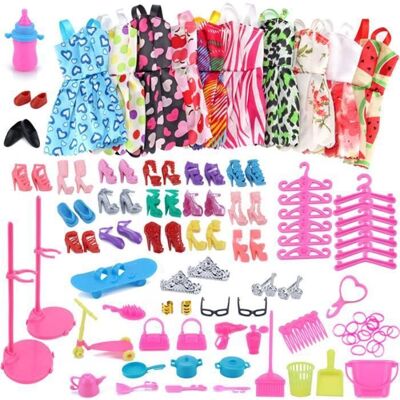 Ensemble de vêtements Barbie - 83 pièces - Accessoires pour poupée - Taille 29cm - Publicité Ensemble de vêtements Barbie - 83 pièces - Accessoires pour poupée - Taille 29cm - Publicité
