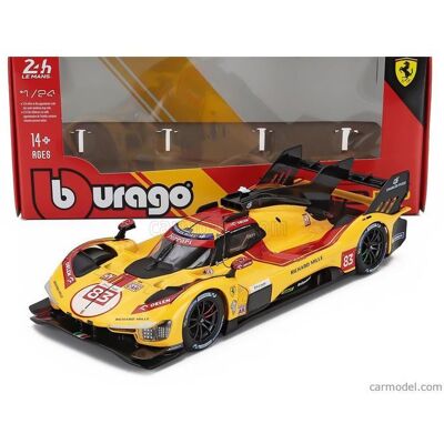 Véhicule miniature de collection - BBURAGO - Ferrari 499P 3.0L Turbo V6 - Échelle 1/24 - Winner 24H Le Mans 2025 - Jaune/Rouge - Publicité Véhicule miniature de collection - BBURAGO - Ferrari 499P 3.0L Turbo V6 - Échelle 1/24 - Winner 24H Le Mans 2025 - Jaune/Rouge - Publicité