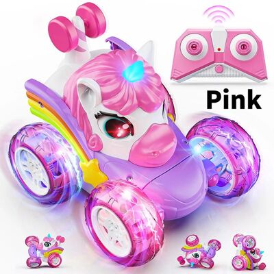 HOME FIT TRAINING Voiture télécommandée licorne pour filles360°Voitures RC cascadeuses rotatives 4WD avec lumières mignonnesrechargeables Pink - Publicité HOME FIT TRAINING Voiture télécommandée licorne pour filles360°Voitures RC cascadeuses rotatives 4WD avec lumières mignonnesrechargeables Pink - Publicité