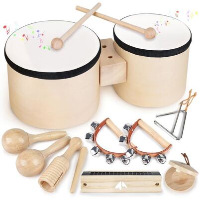 VANPLAY Tambour Enfant Jouet Enfant Montessori en Bois - Cadeau Musical pour 2-5 Ans Marron - Publicité VANPLAY Tambour Enfant Jouet Enfant Montessori en Bois - Cadeau Musical pour 2-5 Ans Marron - Publicité