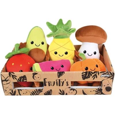 JEMINI Fruity s cagette de 6 peluches toutes douces fruits et légumes +/- 17 cm Marron - Publicité JEMINI Fruity s cagette de 6 peluches toutes douces fruits et légumes +/- 17 cm Marron - Publicité