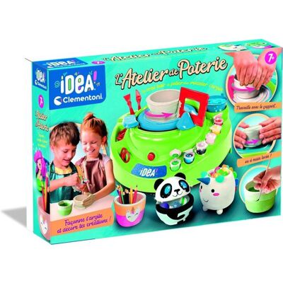 CLEMENTONI - Latelier de Poterie - Tour de Potier Électrique - Dès 7 Ans - Coffret Complet avec Argile Peinture Moules - Publicité CLEMENTONI - Latelier de Poterie - Tour de Potier Électrique - Dès 7 Ans - Coffret Complet avec Argile Peinture Moules - Publicité