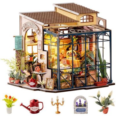 Puzzle 3D en bois - ROBOTIME Maison miniature de la boutique de fleurs dEmily jouet puzzle pour la décoration intérieure - Publicité Puzzle 3D en bois - ROBOTIME Maison miniature de la boutique de fleurs dEmily jouet puzzle pour la décoration intérieure - Publicité