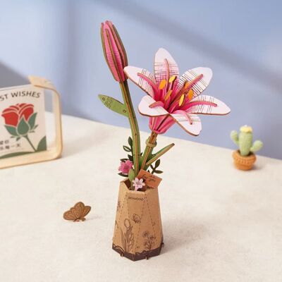 3D Puzzle en bois - ROBOTIME ROKR DIY Kits mécaniques fleur de lys rose en bois - Publicité 3D Puzzle en bois - ROBOTIME ROKR DIY Kits mécaniques fleur de lys rose en bois - Publicité