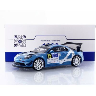 Véhicule miniature de collection - SOLIDO - ALPINE A110 RGT+ - Échelle 1/18 - Édition Rallye du Mont Blanc 2024 - Bleu - Publicité Véhicule miniature de collection - SOLIDO - ALPINE A110 RGT+ - Échelle 1/18 - Édition Rallye du Mont Blanc 2024 - Bleu - Publicité