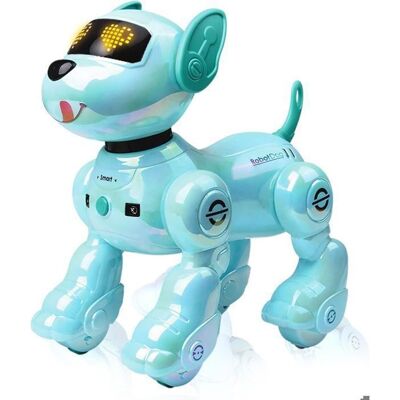 Chien robot interactif - VATOS - VATOS - 17 fonctions - Programmable 100 actions - 2 batteries rechargeables Bleu - Publicité Chien robot interactif - VATOS - VATOS - 17 fonctions - Programmable 100 actions - 2 batteries rechargeables Bleu - Publicité