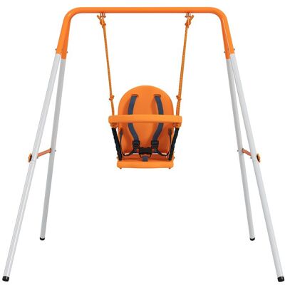 Balançoire Outsunny Acier 122x146x122cm Orange Orange - Publicité Balançoire Outsunny Acier 122x146x122cm Orange Orange - Publicité