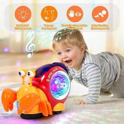 PIMPIMSKY 2 Jouets musicaux pour bébé jouets musicaux interactifs lumineux et rampants Jouet de Crabe Rampant avec Musique/Lumières LED-A Orange - Publicité PIMPIMSKY 2 Jouets musicaux pour bébé jouets musicaux interactifs lumineux et rampants Jouet de Crabe Rampant avec Musique/Lumières LED-A Orange - Publicité